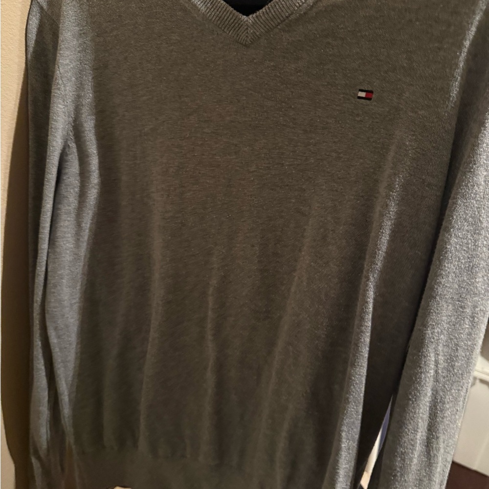 Tommy Hilfiger Gray V-Neck Sweater